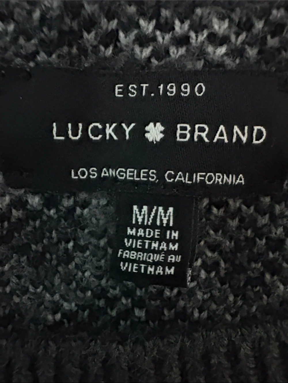 Lucky Brand Gray Leopard Print Crewneck Sweater